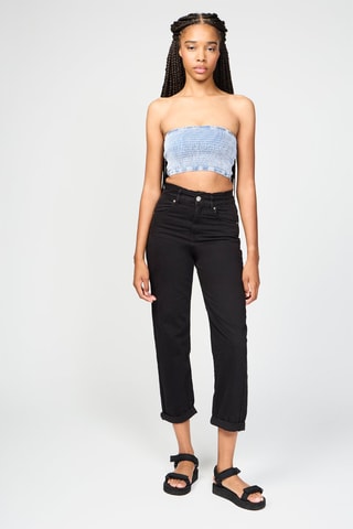 Crop top bustier en jean - Bleu clair