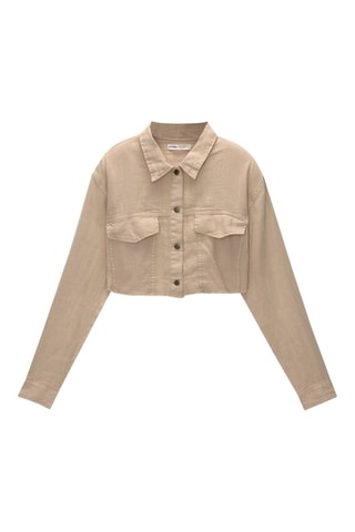 Surchemise court en lin - Beige