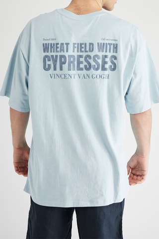 T-shirt Champ de blé avec cyprès Vincent Van Gogh - Bleu clair