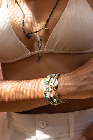 Bracelet Mila - Turquoises africaines, labradorites et hématites