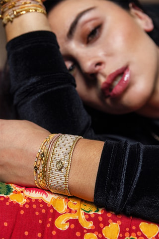 Bracelet Tina - Doré et mauve