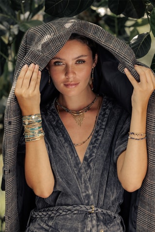 Bracelet Ava - Doré et bleu pétrole