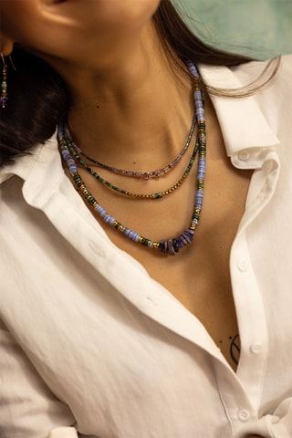 Collier Rim - Nacre, turquoises africaines et hématites