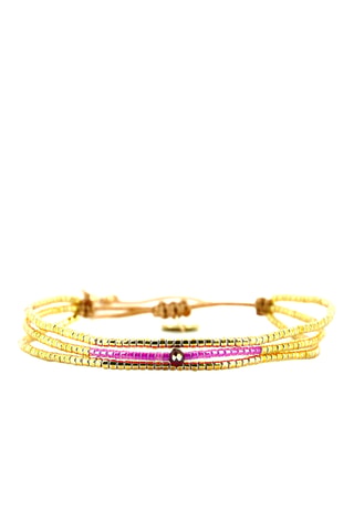 Bracelet Camille - Doré et fuchsia