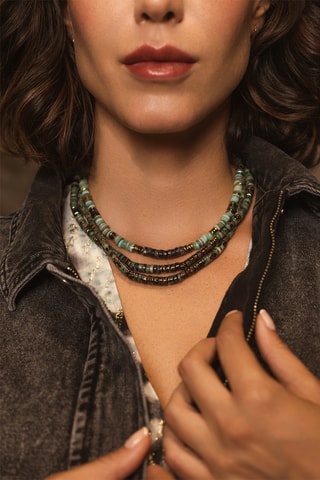Collier Alison - Nacre Heishi, labradorites et hématites