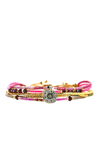 Bracelet multi-rangs Fanny - Rose et doré