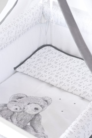 Berceau en bois, ciel de lit et linge de lit Carina Lulu - Jusqu'à 8 mois - Gris