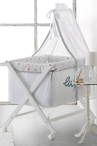 Berceau en bois, ciel de lit et linge de lit Jolie môme - Jusqu'à 10 mois - Gris
