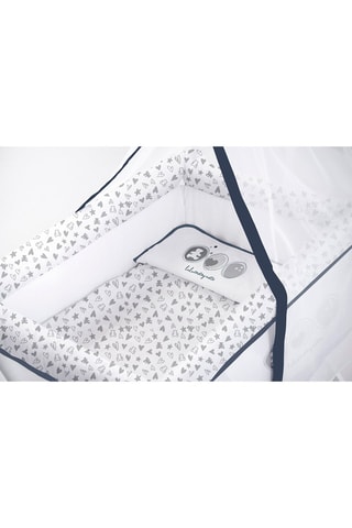 Berceau en bois, ciel de lit et linge de lit Allover cour - Jusqu'à 10 mois - Bleu marine