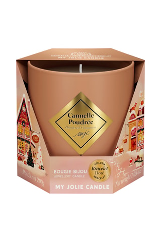 Bougie parfumée - Cannelle poudrée - Bracelet acier inoxydable doré & corail - 200 g