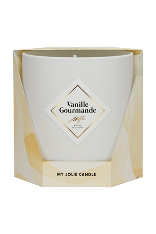 Bougie parfumée - Vanille gourmande - Collier acier inoxydable doré & beige - 200 g