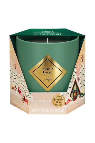 Bougie parfumée - Sapin givré - Bracelet acier inoxydable doré & rouge - 200 g