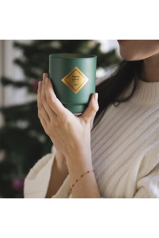 Bougie parfumée - Sapin givré - Bracelet acier inoxydable doré & rouge - 200 g