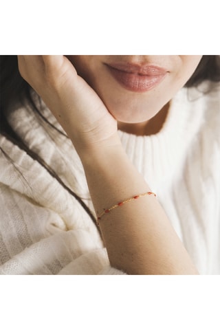 Bougie parfumée - Sapin givré - Bracelet acier inoxydable doré & rouge - 200 g