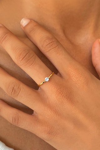 Anillo - Oro amarillo, diamantes y topacio