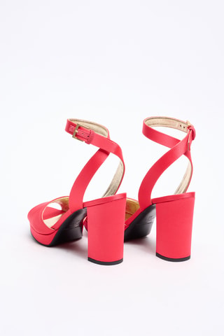 Sandalias satinadas de tacón - Rosa