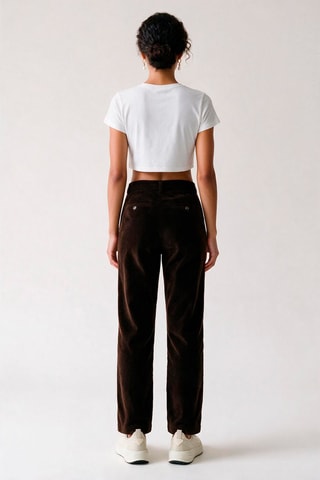 Pantalón de terciopelo de tiro alto - Marrón oscuro