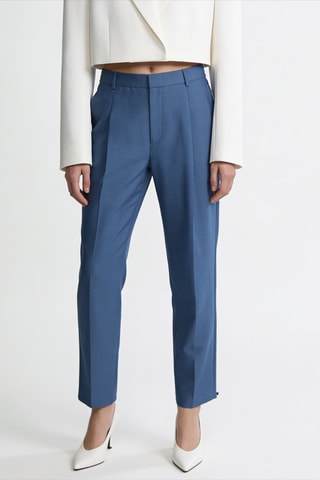 Pantalón regular fit de lana - Azul claro
