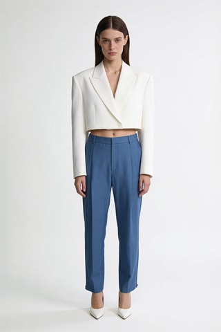 Pantalón regular fit de lana - Azul claro