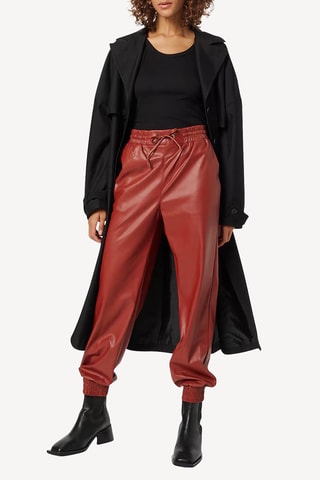 Pantalón slim fit de piel de cordero - Burdeos