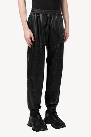 Pantalón slim fit de piel de cordero - Negro