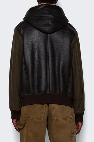 Dubbelzijdig Lamsleren en Wollen Jasje met Capuchon - Bruin - Givenchy