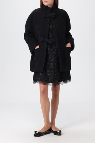 Vestido recto de lana y mohair - Negro