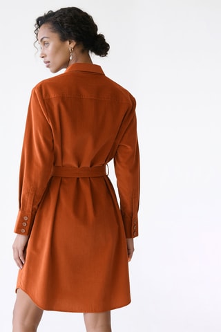 Vestido camisero de pana - Naranja