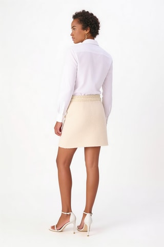 Falda trapecio de lana - Marfil
