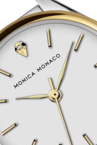 Stalen Quartz Horloge met Diamant - Goudkleurig en Zilverkleurig