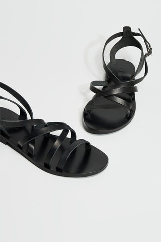 Leren Romeinse Sandalen - Zwart