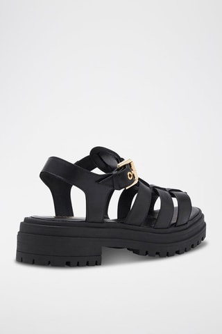 Geitenleren Platform Sandalen Milanya - Zwart