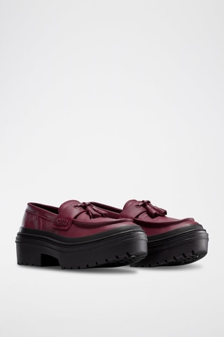 Leren Platform Mocassins Chuck Taylor All Star Lugged Heel - Bordeauxrood