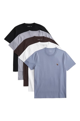 5 T-shirts - Marineblauw, grijs en bruin
