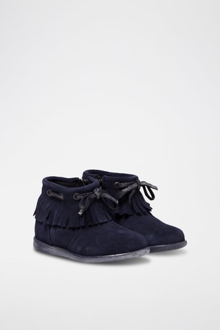 Stivaletti in crosta di pelle - Navy