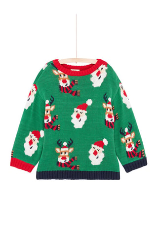 Pull de Noël en maille pour garçon - Vert - Du Pareil Au Même