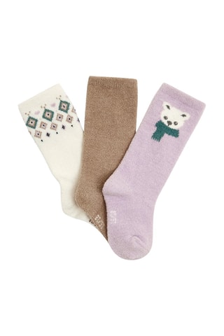 3 paires de chaussettes - Beige et blanc - Obaïbi