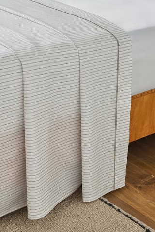 Sábana encimera de percal de algodón 80 hilos/cm² Winter - Blanco y gris