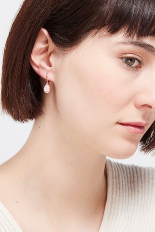 Boucles d'oreilles Goute Rose  -  Or rose, nacre et diamants