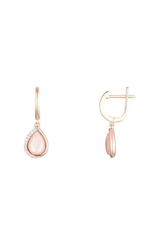 Boucles d'oreilles Goute Rose  -  Or rose, nacre et diamants