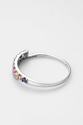 Bague Passion Scintillante - Or blanc, diamants, saphirs, rubis, grenat et olivine