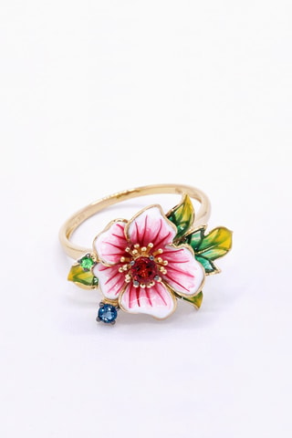 Bague Hanaé - Or jaune grenat, preridot et topaze