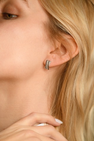 Boucles d'oreilles Lina - Or blanc et diamant noir