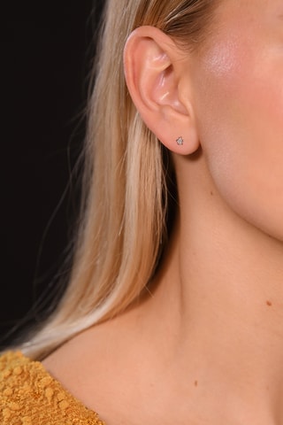 Boucles d'Oreilles Etoile PM - Or blanc et diamants