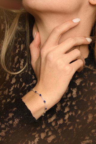Bracelet Rivière Saphir - Or blanc, diamants et saphirs
