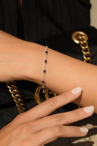 Bracelet Rivière Saphir - Or blanc, diamants et saphirs