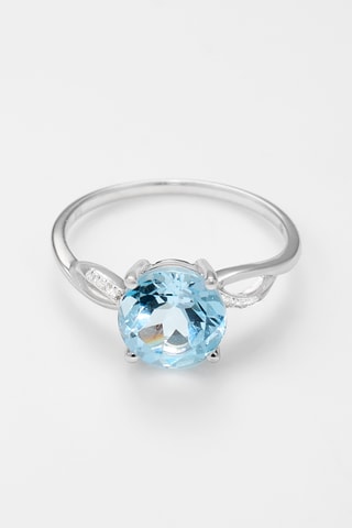 Bague Loïca - Or blanc, topaze sky blue et diamants