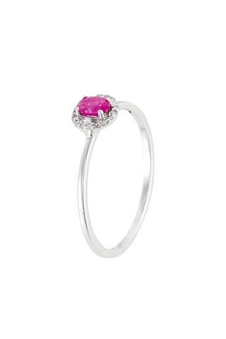 Bague Diamants 0,04cts/18 et Rubis 0,30cts/1 - Or blanc, diamants et rubis