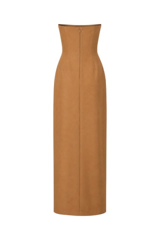 Wollen Strapless Jurk - Lichtbruin