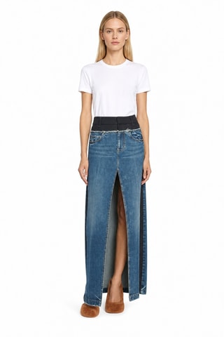 Lange Spijkerrok Hoge Taille - Blauw